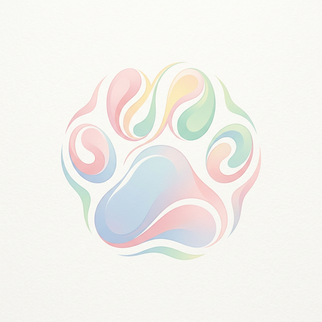 Abstract paw print made of soft pastel color swirls
